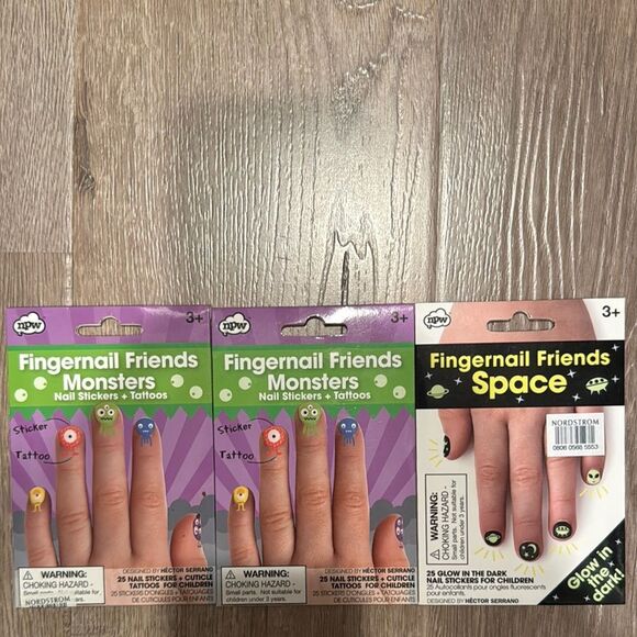 Nordstrom Other - Fingernail Friends Monsters and Space Nail Stickers bundle 3